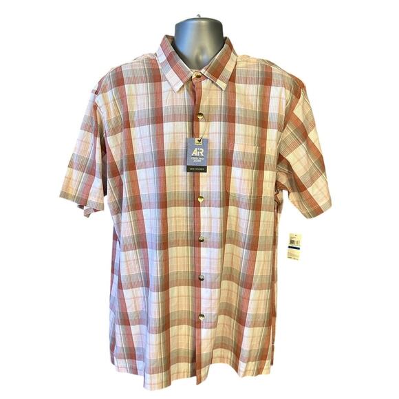 NWT Van Heusen Air Short Sleeve Checked Button Down Size XL 17-17.5 - Picture 1 of 8